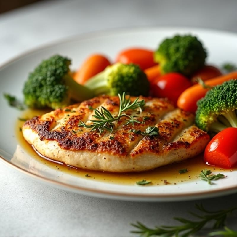Herb-Crusted Pan Seared Chicken with Roasted Vegetables