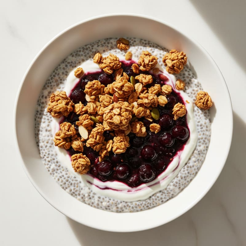 Blueberry Chia Seed Pudding with Granola