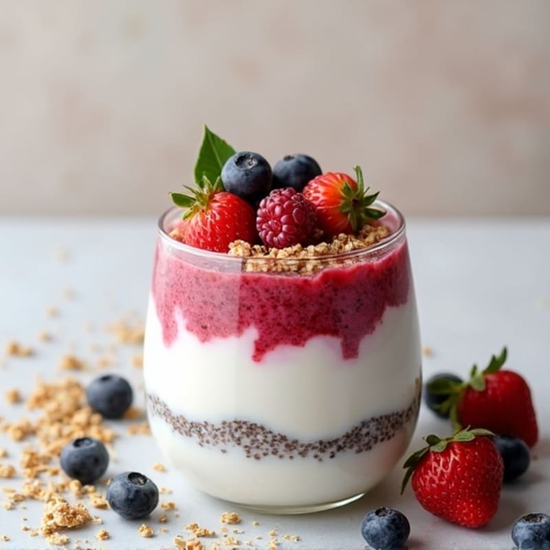 Greek Yogurt Protein Parfait with Chia and Mixed Berries