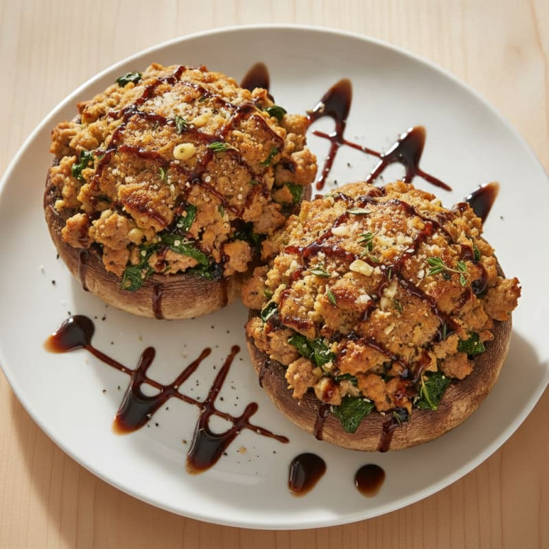 Herb-Stuffed Portobello Mushrooms with Balsamic Glaze