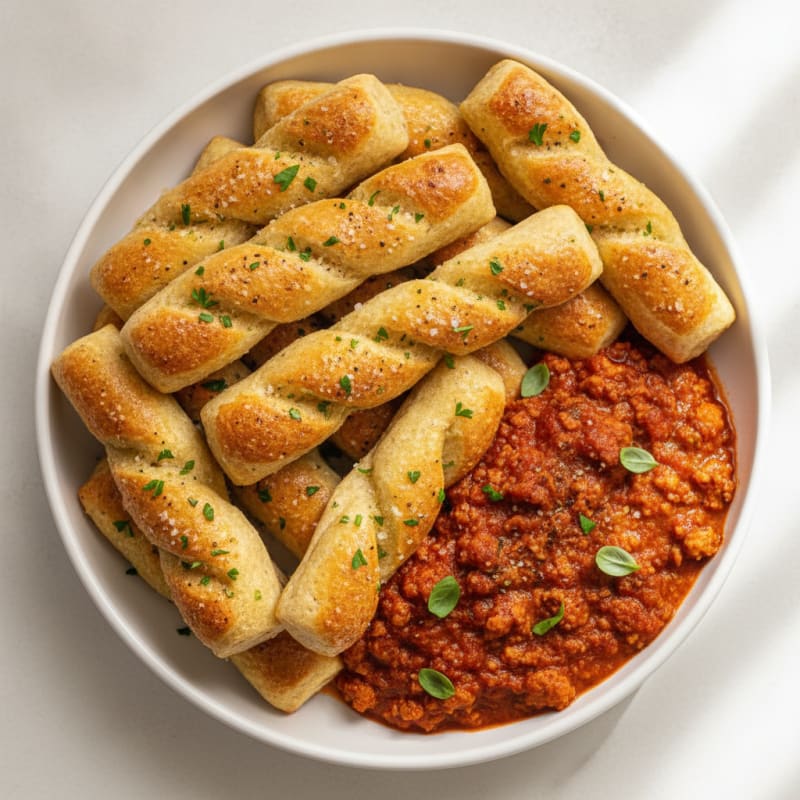 Garlic Parmesan Breadsticks with Turkey Marinara