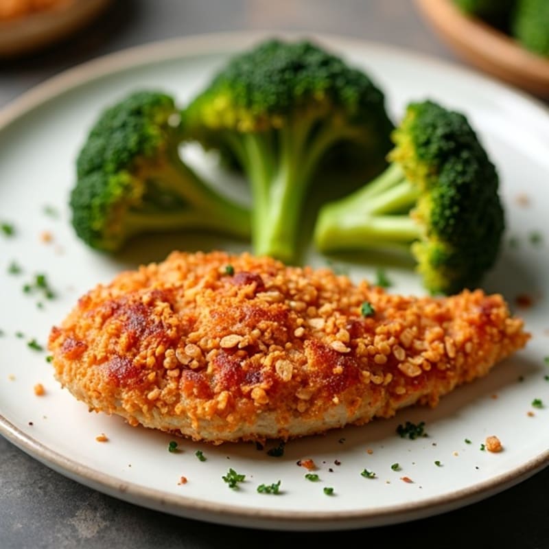 Crispy Baked Sweet and Spicy Chicken with Roasted Broccoli