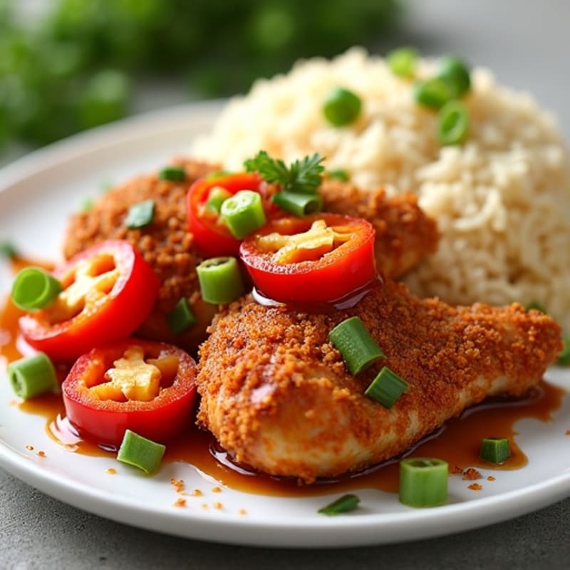 Crispy Baked Sweet and Sour Chicken with Bell Peppers