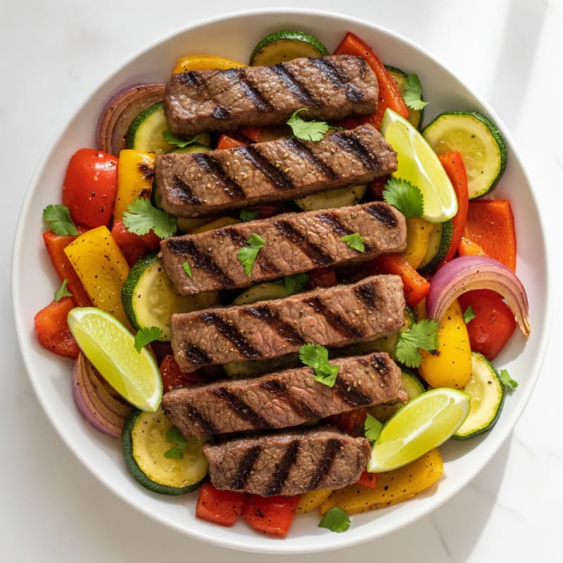 Grilled Steak and Roasted Vegetable Bowl