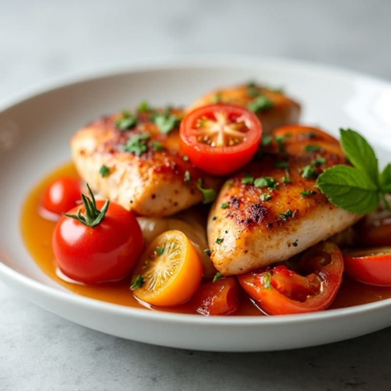 Savory Braised Chicken with Bell Peppers and Tomatoes