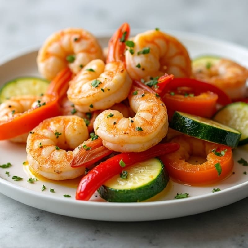 Pan-Seared Garlic Shrimp with Crispy Vegetables