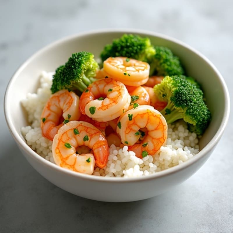 Grilled Shrimp and Broccoli Bowl with Jasmine Rice