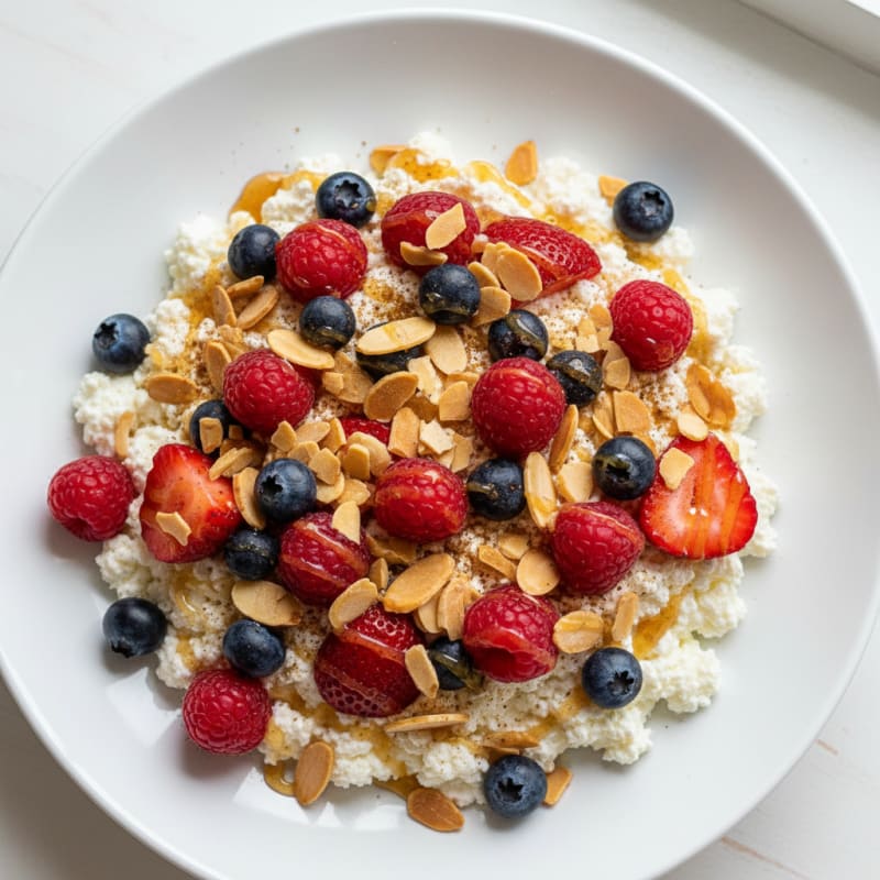 Cottage Cheese Berry Bowl with Almonds