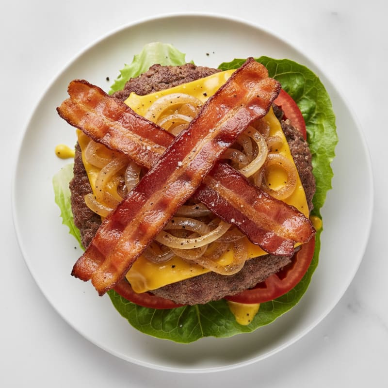 Double Bacon Cheeseburger with Caramelized Onions
