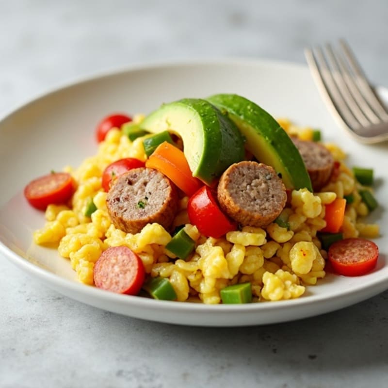 Egg White Veggie Scramble with Turkey Sausage