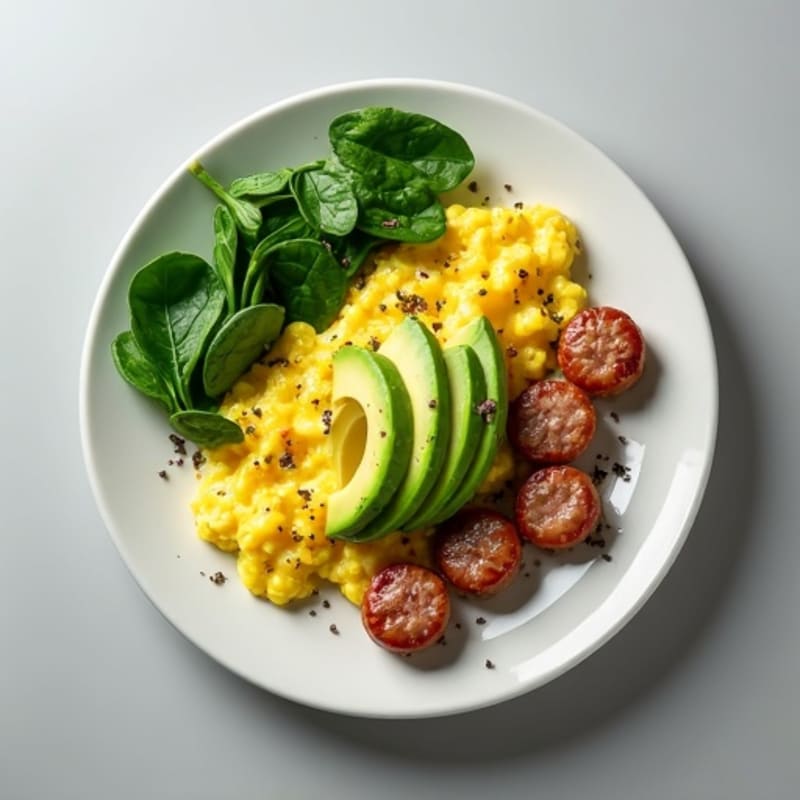 Egg White and Turkey Sausage Scramble with Spinach