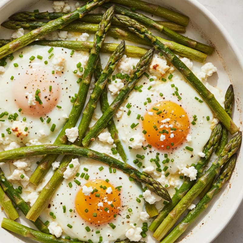Baked Eggs with Roasted Asparagus