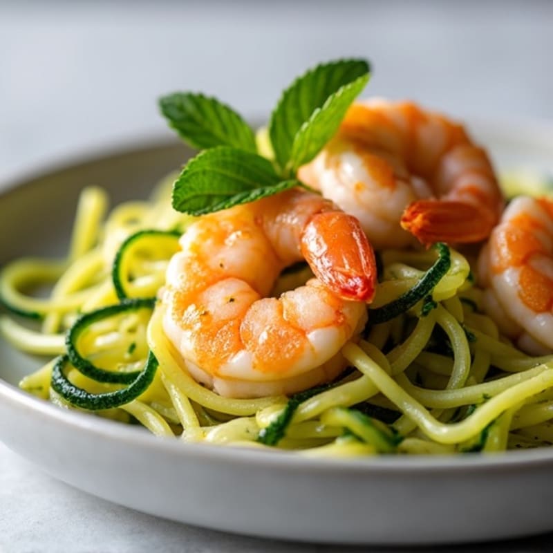 Tender Garlic Butter Shrimp with Zucchini Noodles