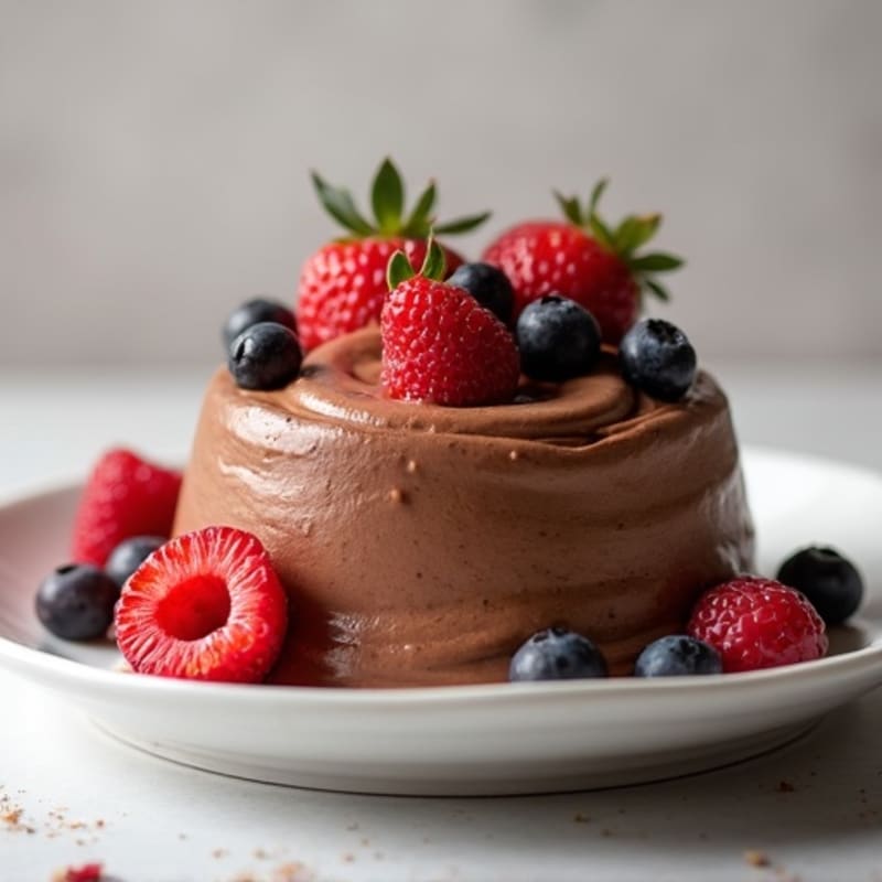Silky Chocolate Protein Mousse with Mixed Berries