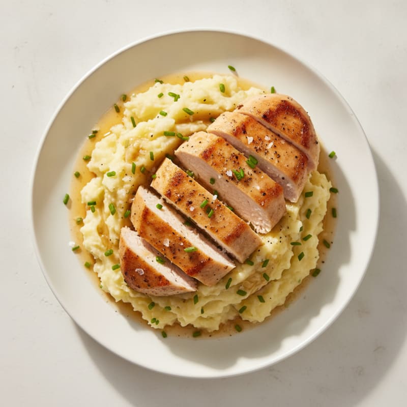 Buttery Garlic Mashed Potatoes with Seared Chicken