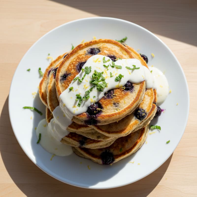 Blueberry Ricotta Pancakes with Lemon Zest
