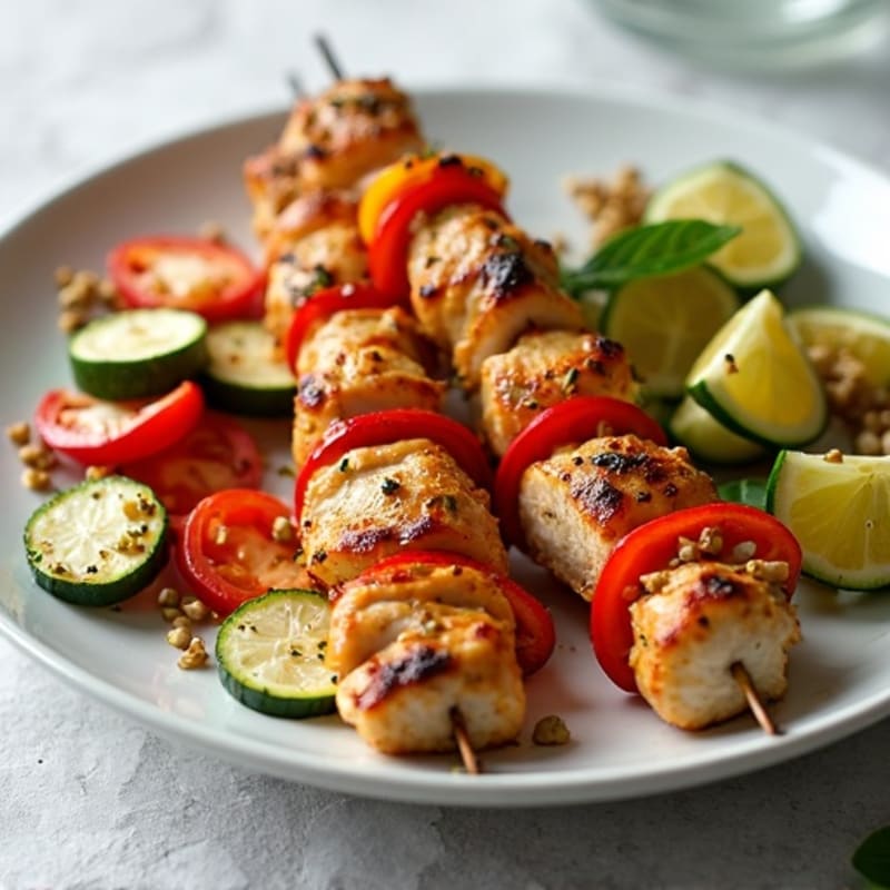 Herb-Marinated Chicken Skewers with Grilled Vegetables