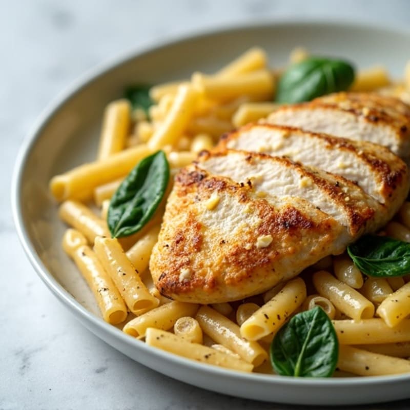 Healthy Creamy Garlic Parmesan Chicken Pasta