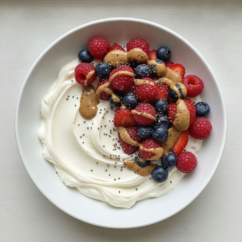 Silky Greek Yogurt Protein Pudding with Mixed Berries