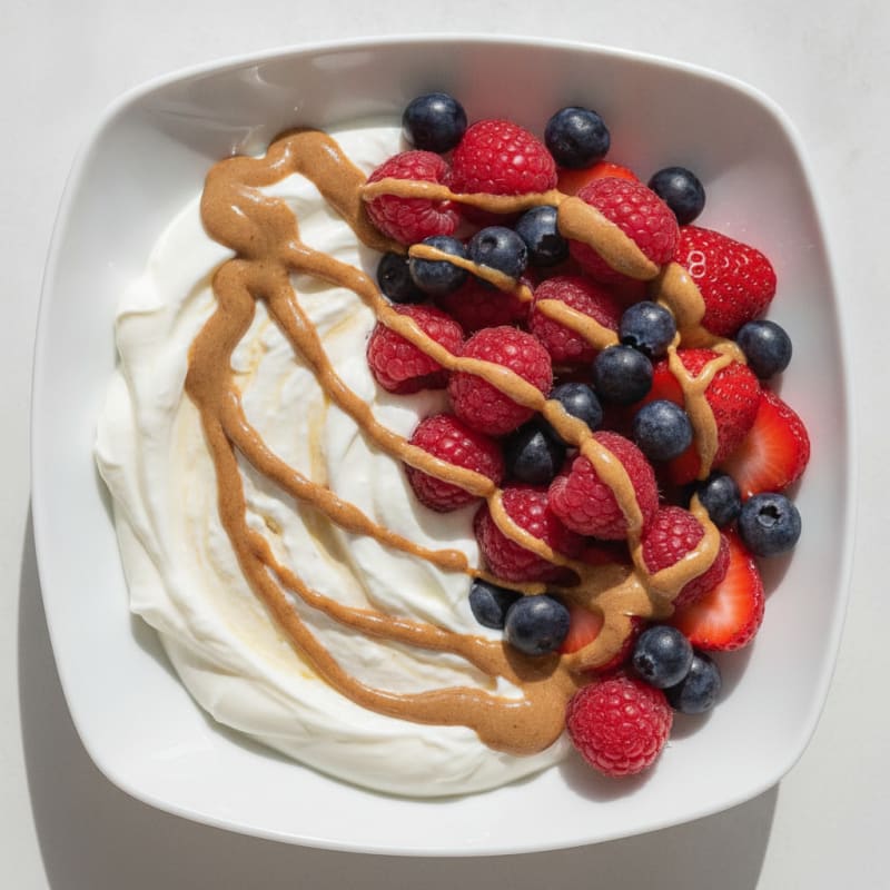 Greek Yogurt Protein Bowl with Mixed Berries and Almond Butter