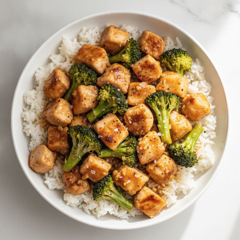 Garlic Chicken and Broccoli Rice Bowl