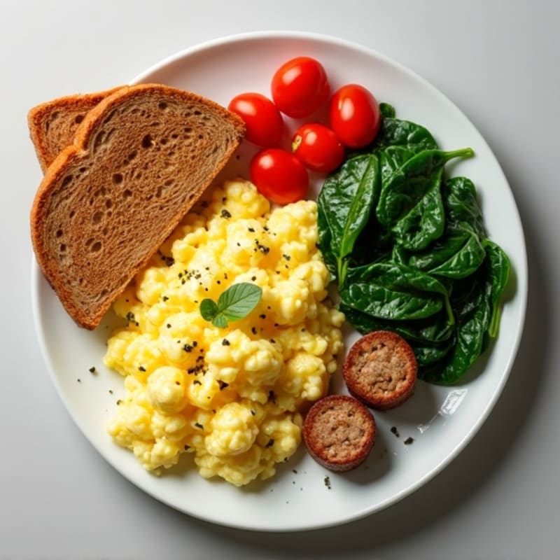 Scrambled Egg Whites with Chicken Sausage and Spinach