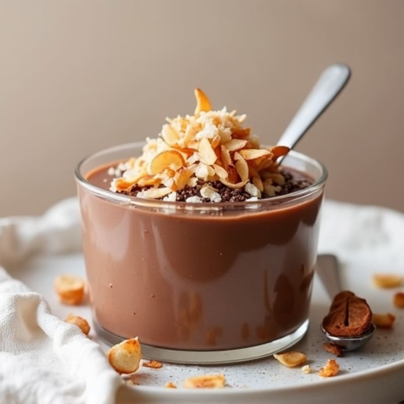 Silky Chocolate Protein Pudding with Toasted Coconut