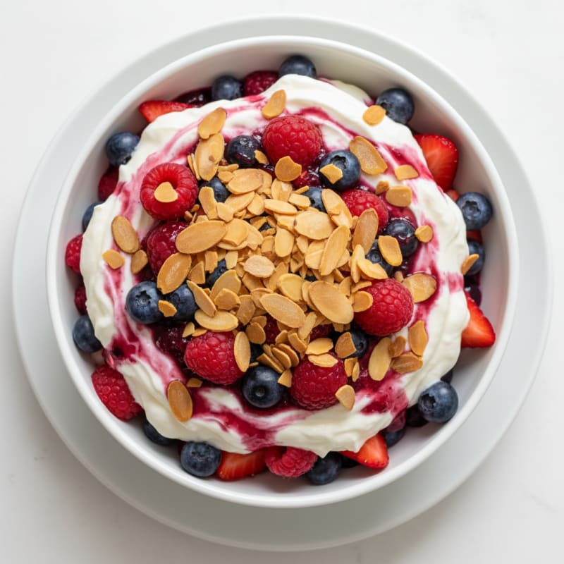 Creamy Greek Yogurt Protein Parfait with Berries and Almonds