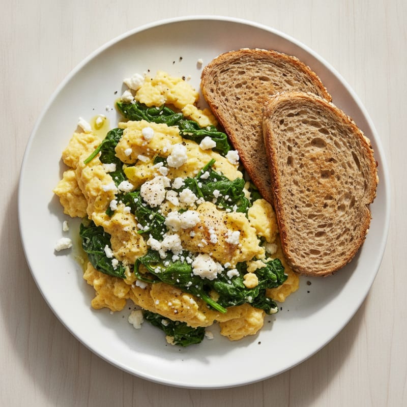 Hearty Scrambled Eggs with Spinach