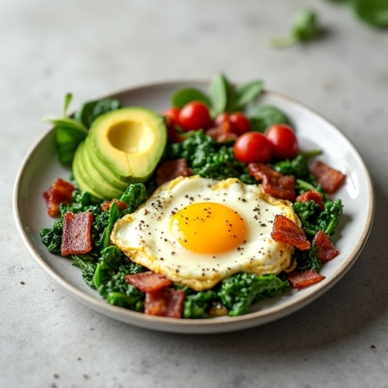 Egg White Scramble with Spinach and Turkey Bacon