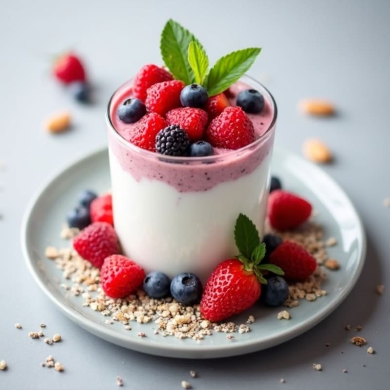 Greek Yogurt Protein Mousse with Mixed Berries