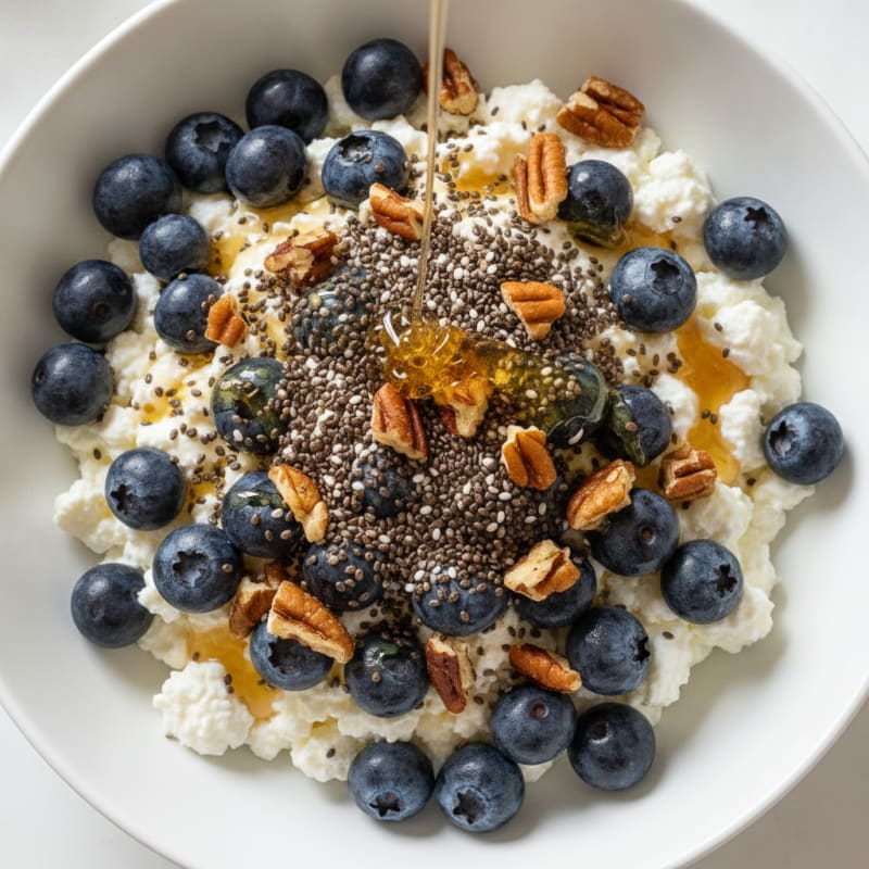 Cottage Cheese Berry Bowl with Chia Seeds