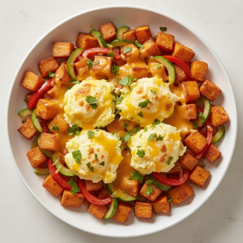 Egg and Cheese Sweet Potato Hash