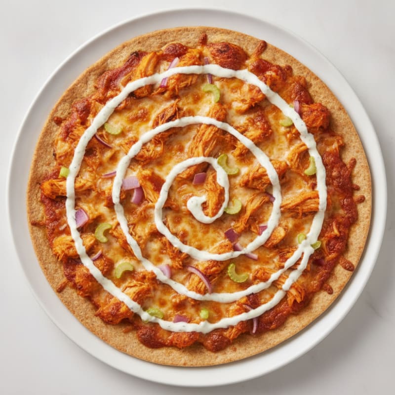 Buffalo Chicken Pizza with Ranch Drizzle