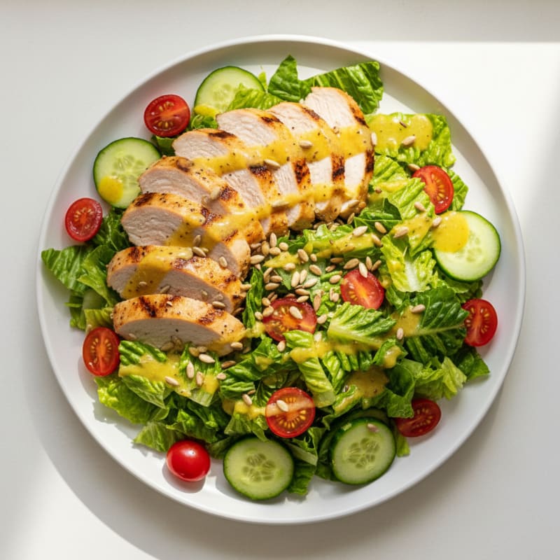 Grilled Turkey Breast Salad with Crunchy Romaine and Lemon Vinaigrette