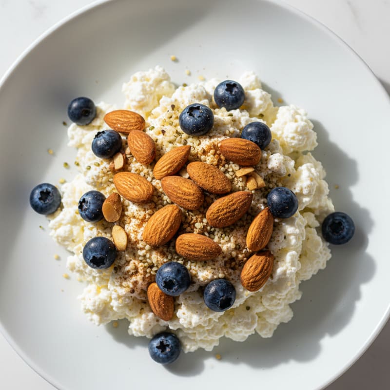 Cottage Cheese and Berry Protein Bowl with Almonds