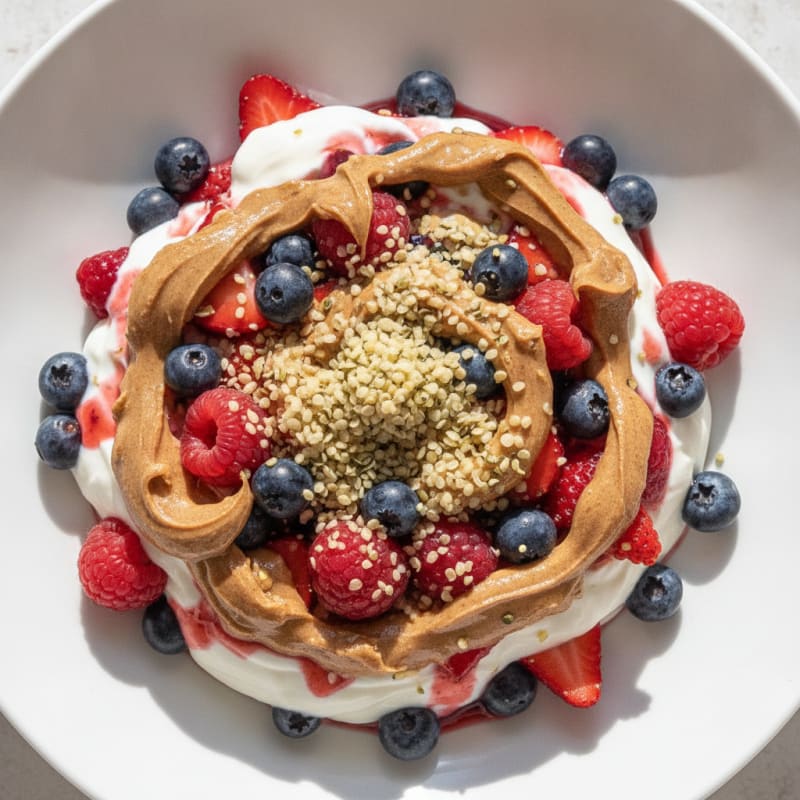 Greek Yogurt Parfait with Mixed Berries and Almond Butter