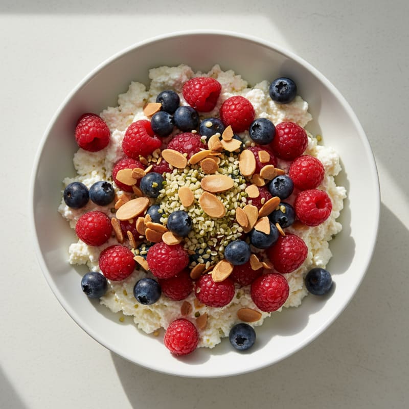 Cottage Cheese Berry Bowl with Sliced Almonds