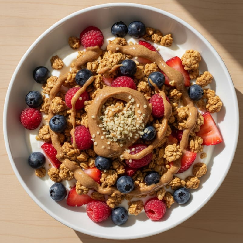 Creamy Greek Yogurt Parfait with Protein Granola and Mixed Berries