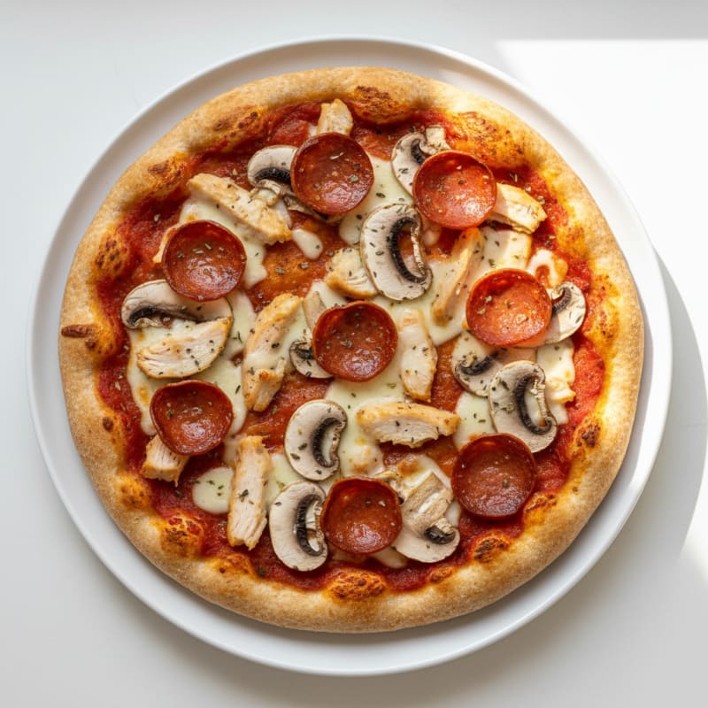 Crispy Pepperoni and Mushroom Pizza