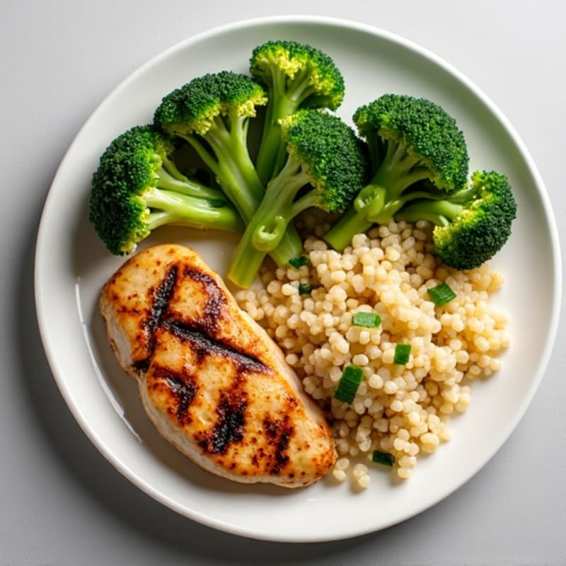 Grilled Chicken Breast with Quinoa and Steamed Broccoli