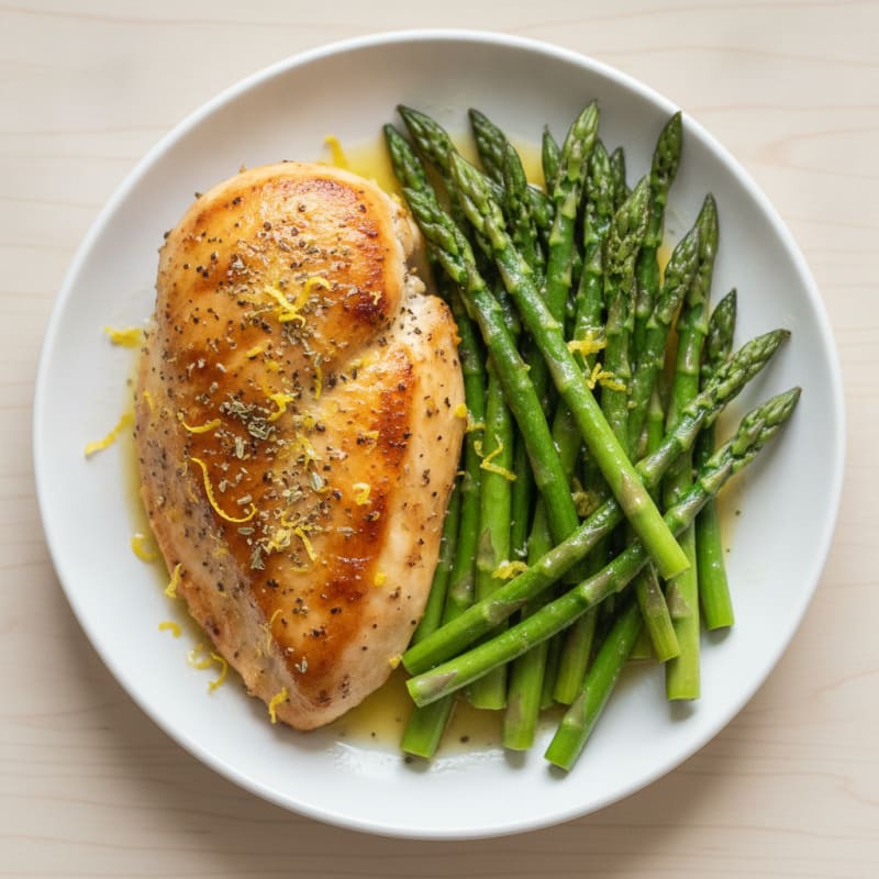 Lemon Herb Roasted Chicken with Asparagus