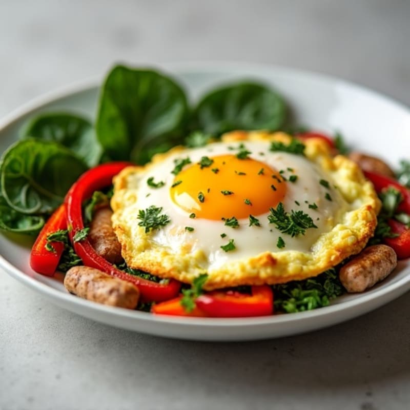 Egg White and Turkey Sausage Scramble with Sautéed Spinach