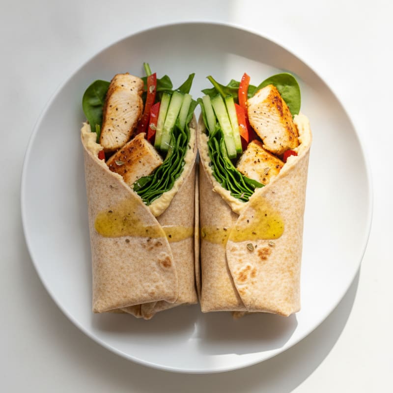 Mediterranean Chicken and Hummus Wrap