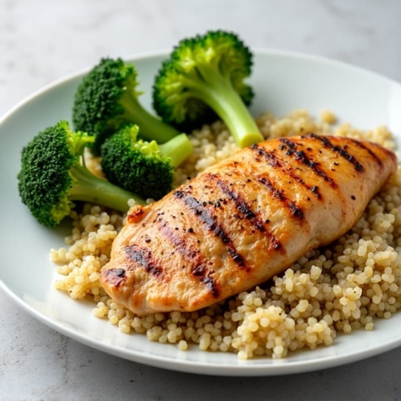 Grilled Chicken Breast with Quinoa and Steamed Broccoli