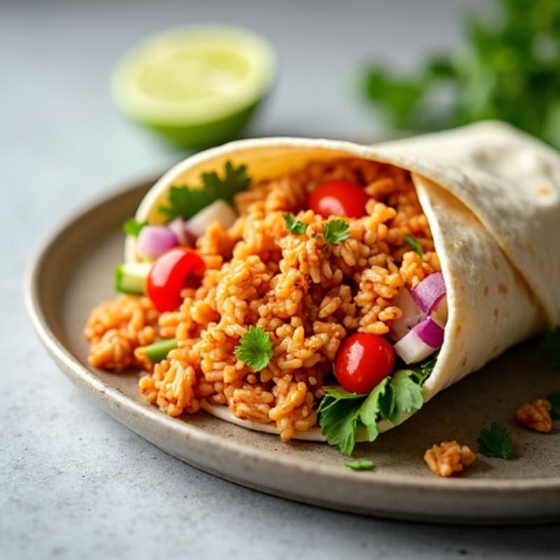 Spiced Shredded Chicken and Jasmine Rice Low Carb Wraps