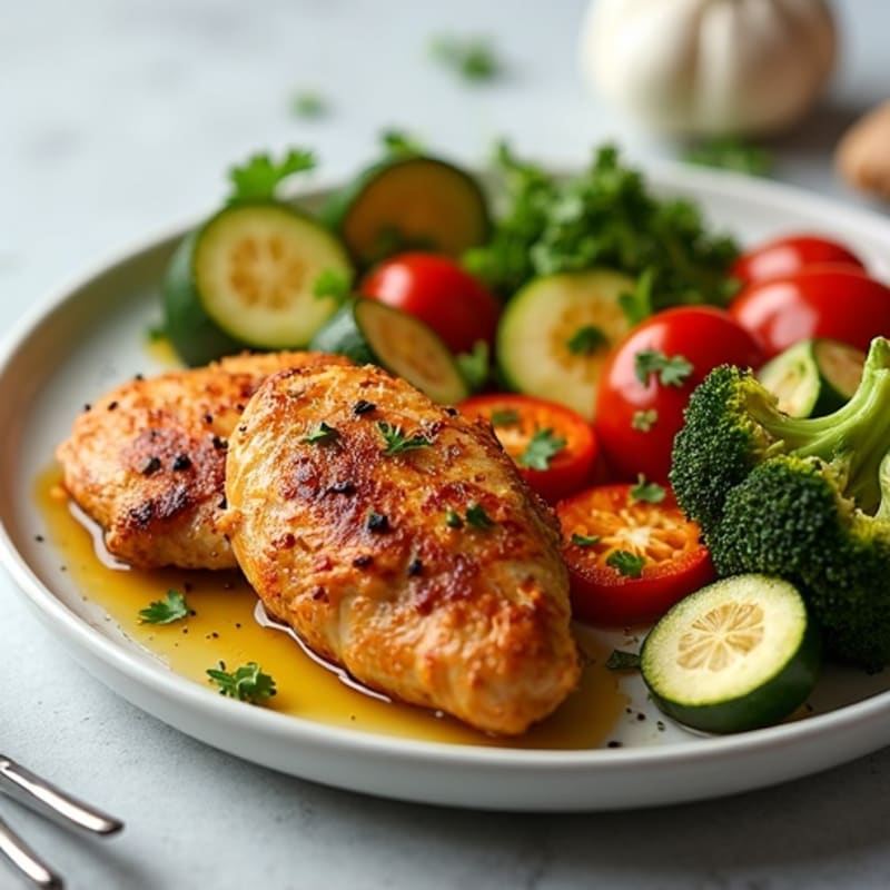 Crispy Lemon Herb Chicken Thighs with Roasted Vegetables