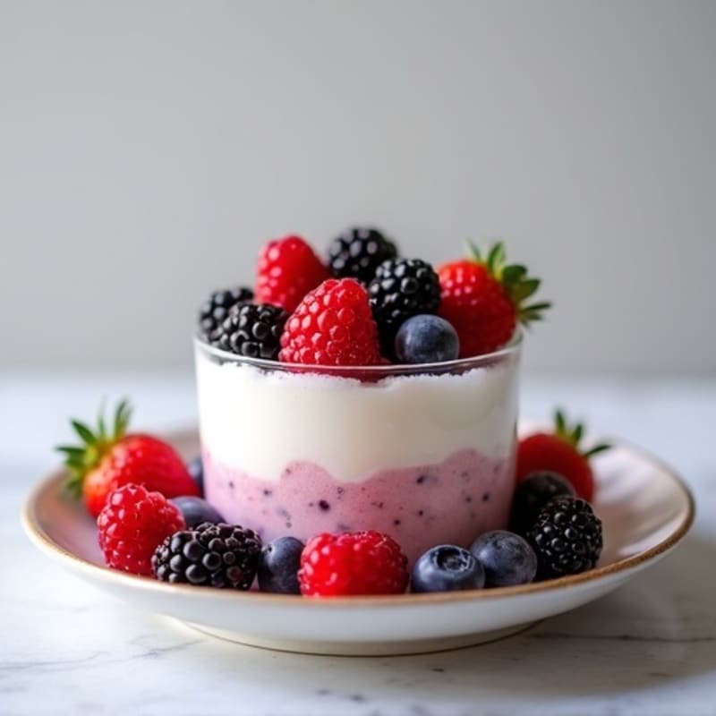 Greek Yogurt Protein Mousse with Mixed Berries