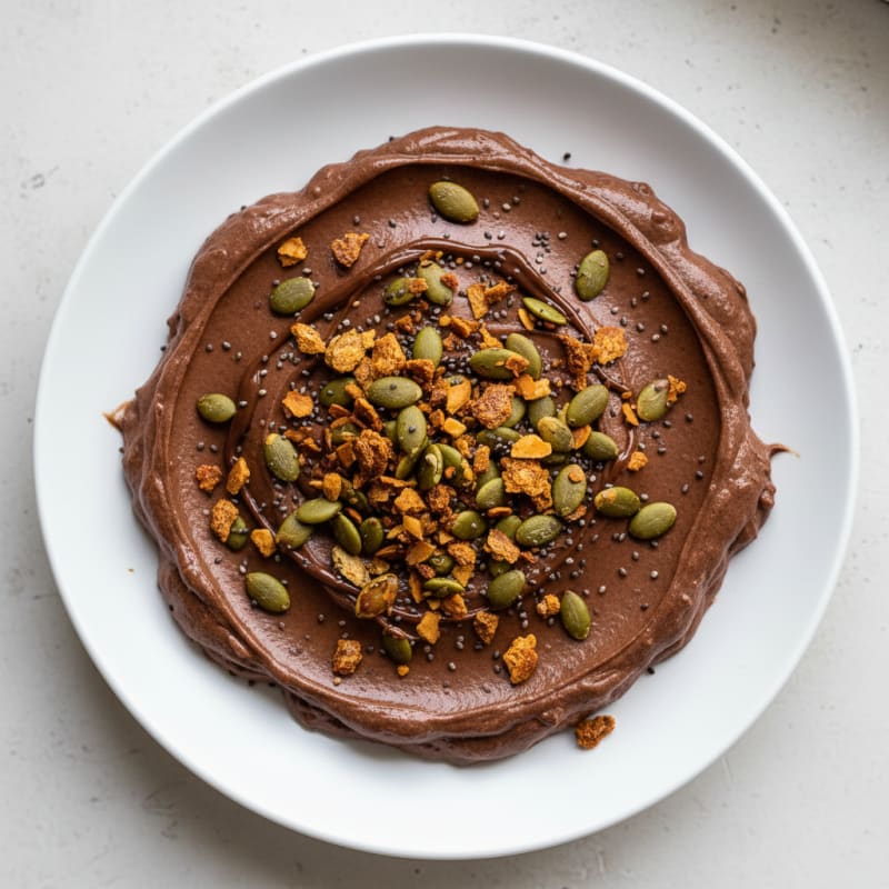 Silky Chocolate Protein Pudding with Toasted Pumpkin Seeds