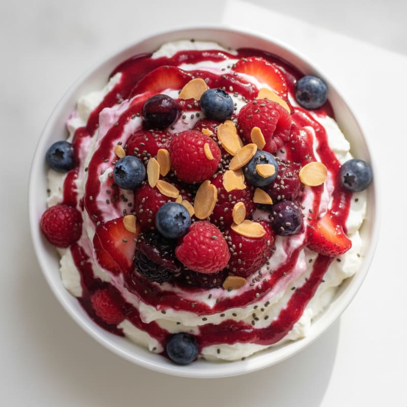 Greek Yogurt Protein Mousse with Mixed Berries
